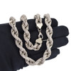 Rhodium Finish .925 Silver Iced Out Rope  Chain; 28" Inches