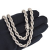 Rhodium Finish .925 Silver Iced Out Rope Chain; 24" Inches