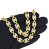 Gold Finish .925 Silver Iced Hip Hop Puff Mariner Chain; 28" Inches