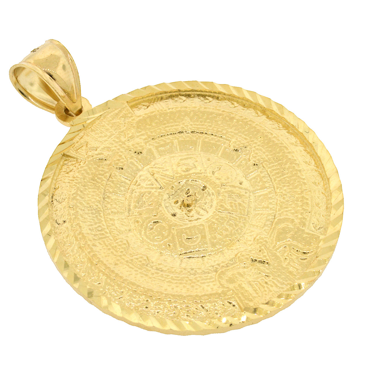 10k Gold Large Aztec Calendar Pendant ShopJW
