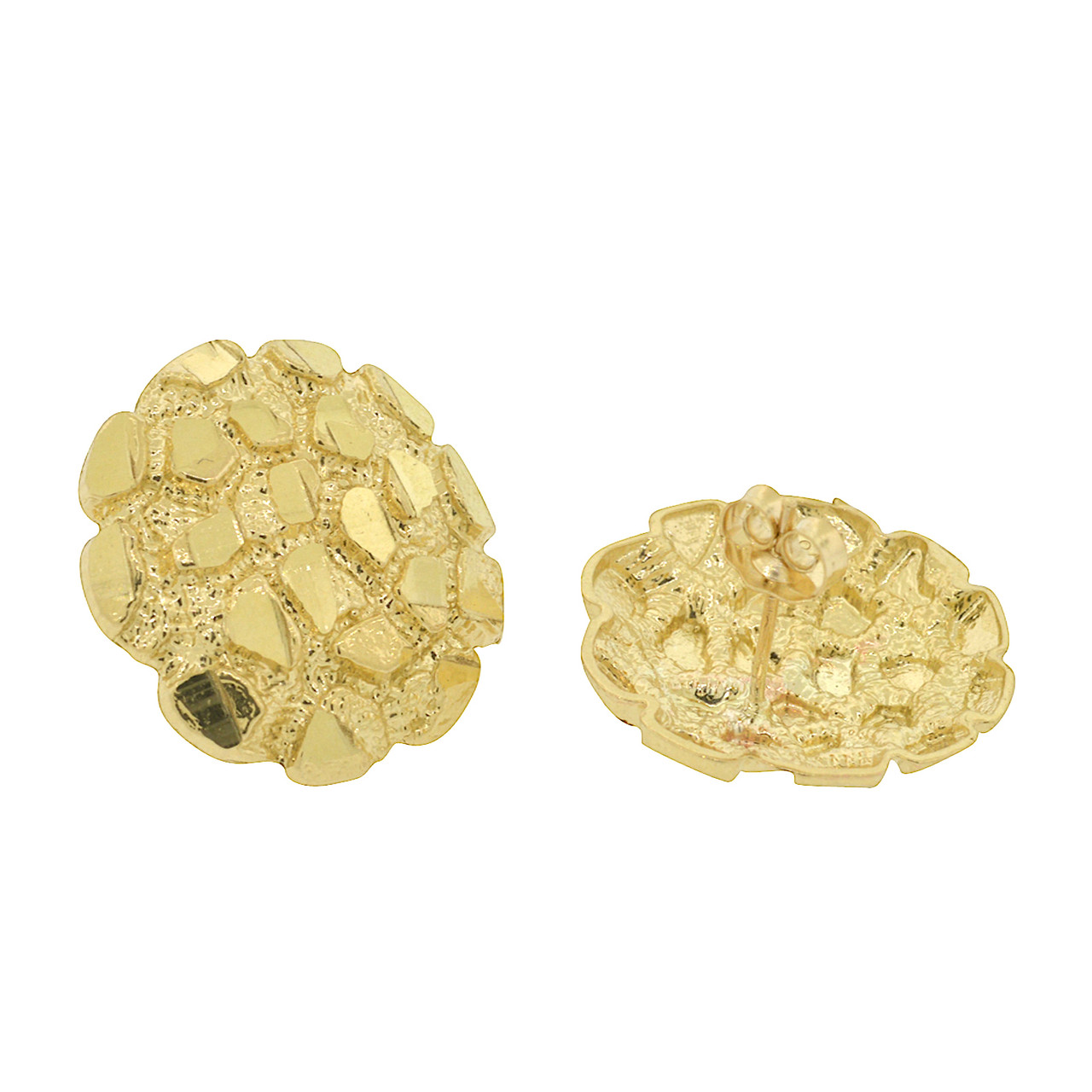 10k Gold Large Round Nugget Earrings ShopJW