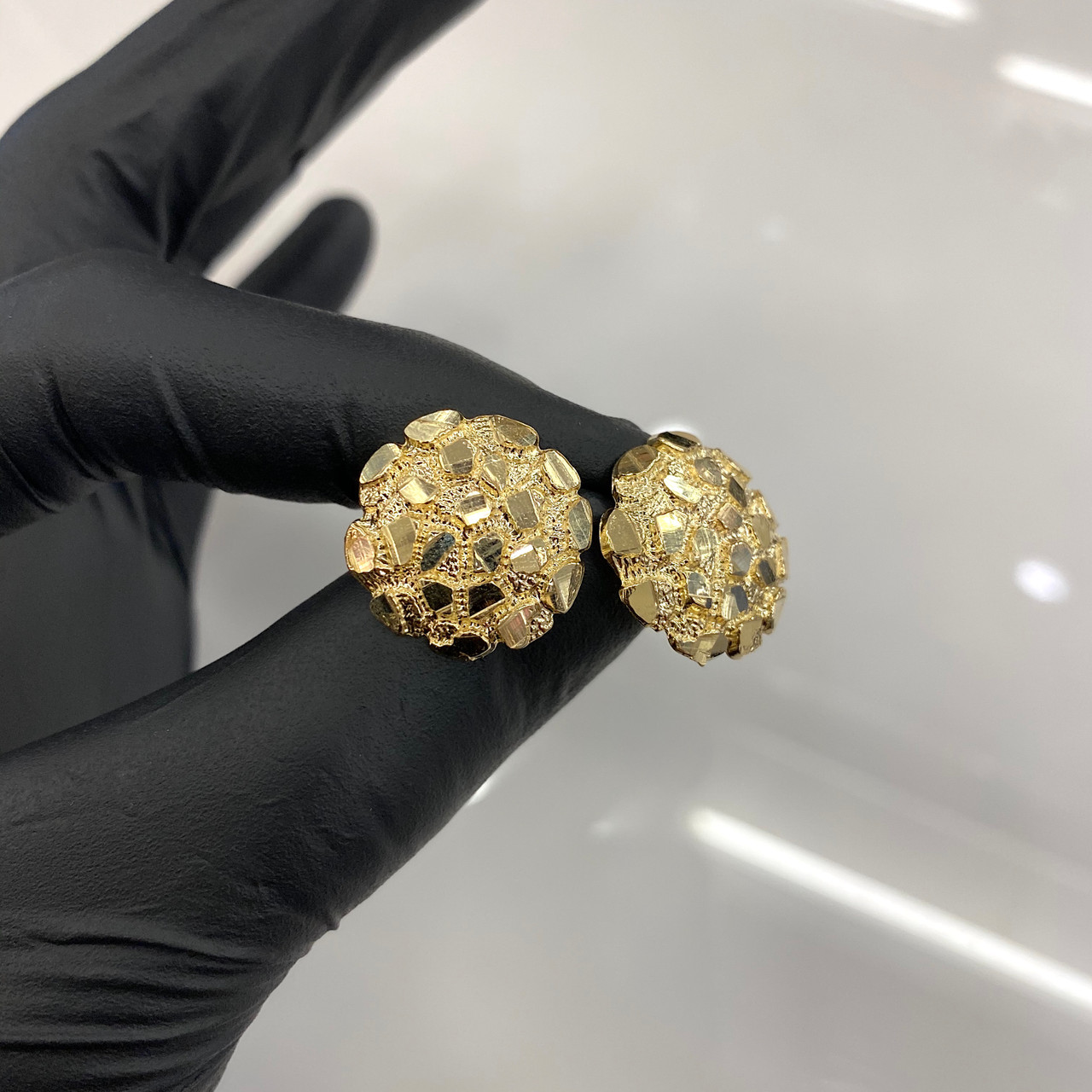 10k Gold Large Round Nugget Earrings Shopjw