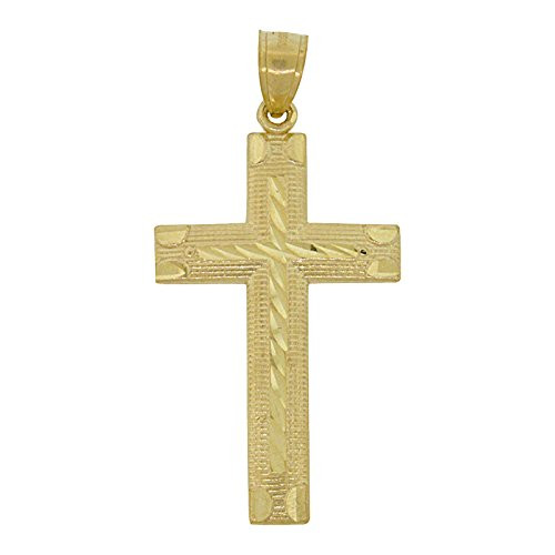 10K white gold diamond cut cross 