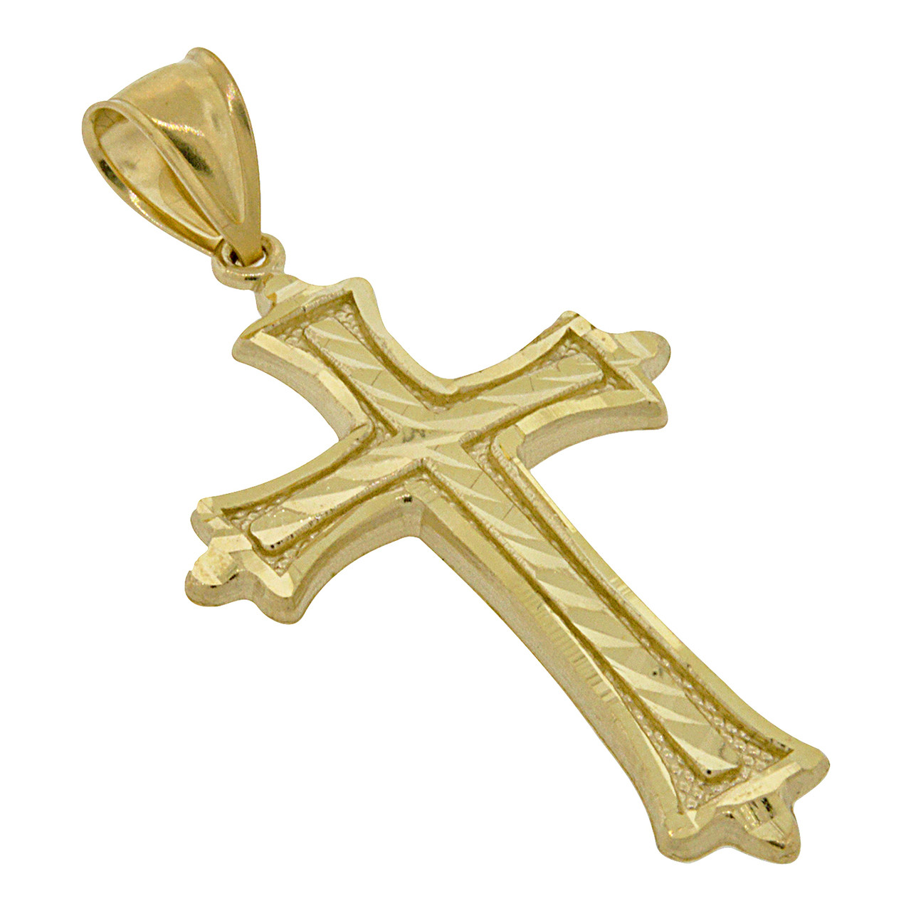 10k Gold Budded Cross Pendant - ShopJW