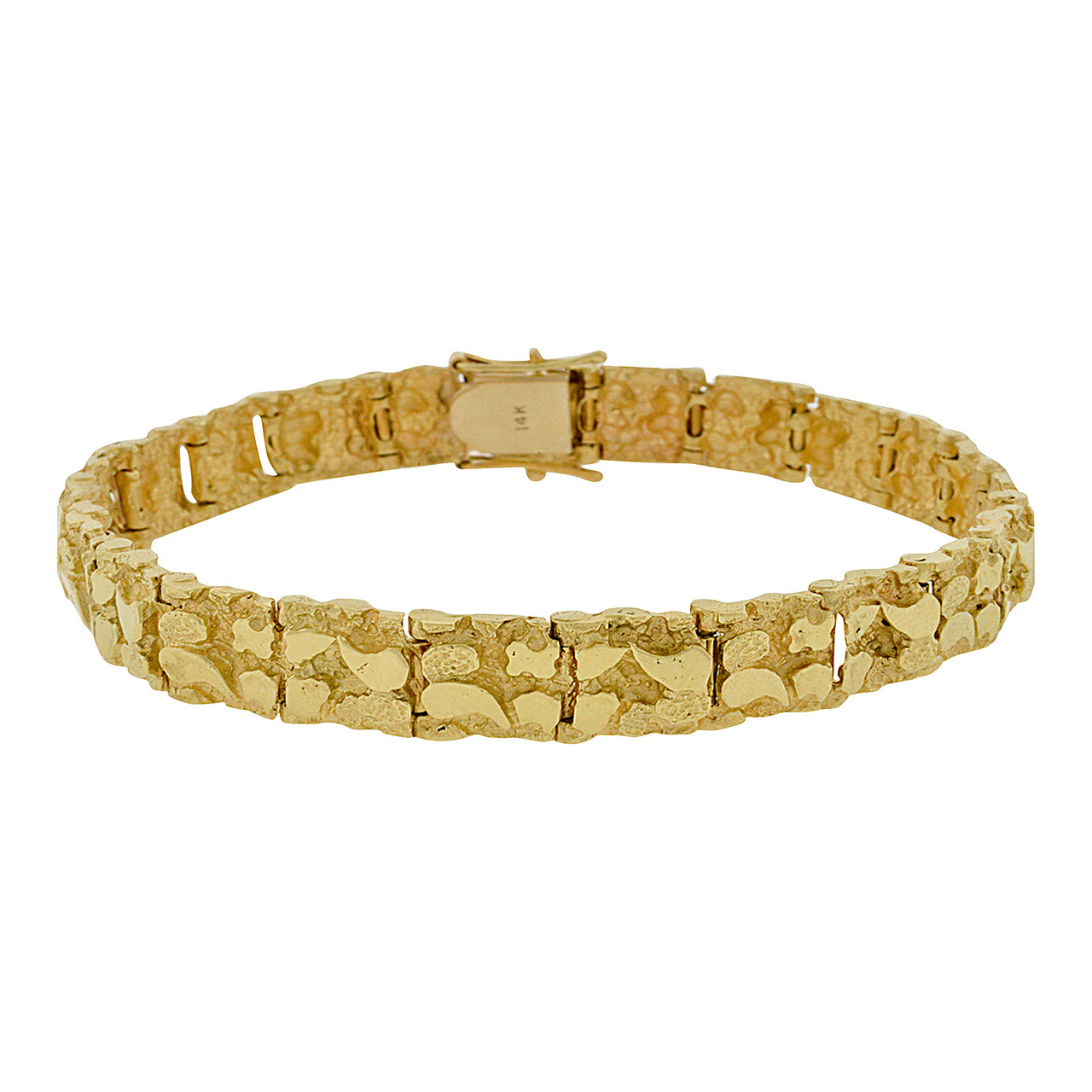 Solid 14k Gold Nugget Link Bracelet ShopJW