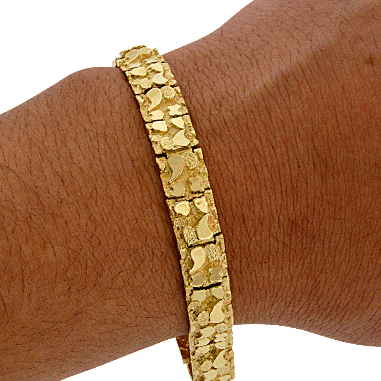 Solid 14k Gold Nugget Link Bracelet ShopJW