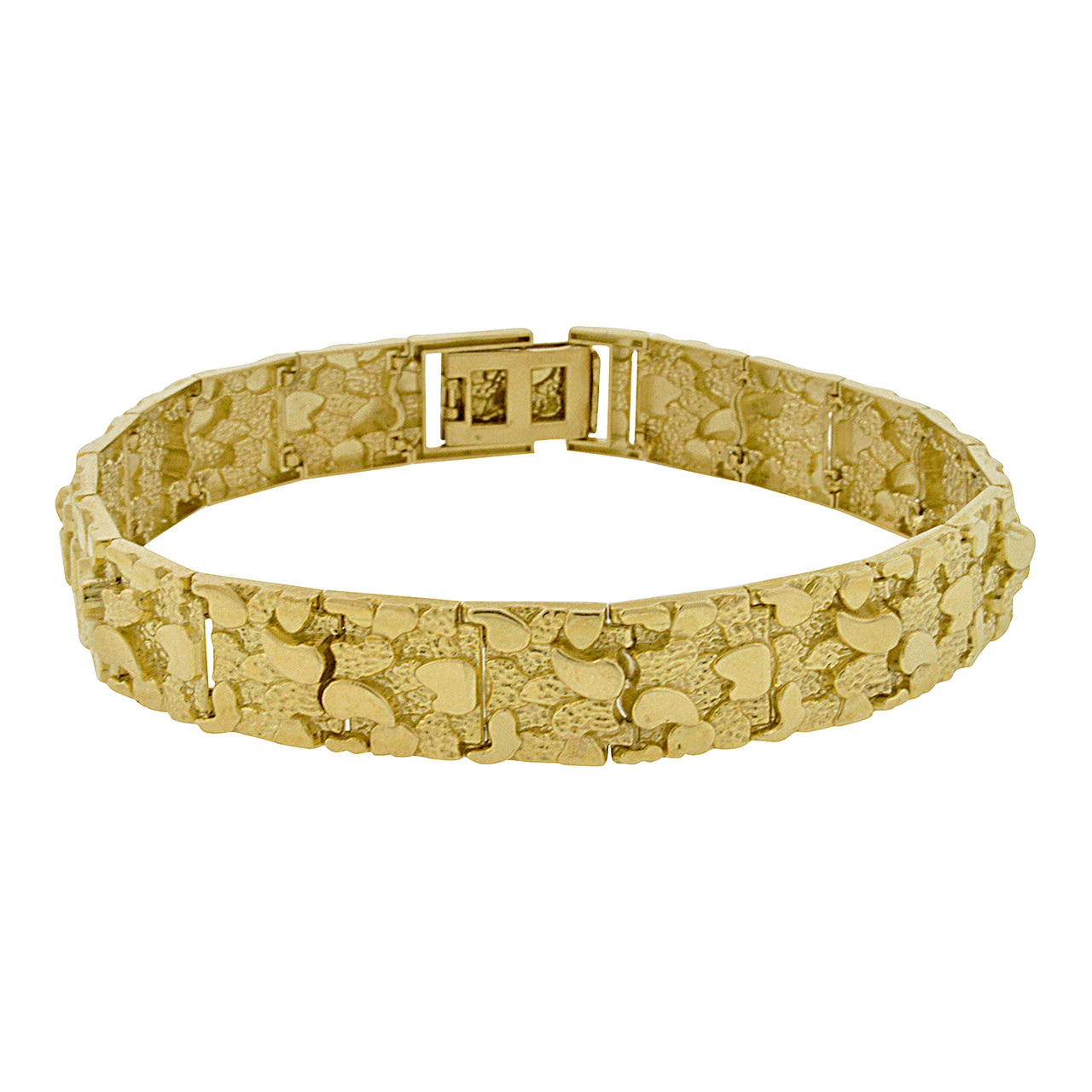 Real 14k Gold Nugget Bracelet Mens 10 Inch Long 30mm Thick Genuine 14 – My  Elite Jeweler