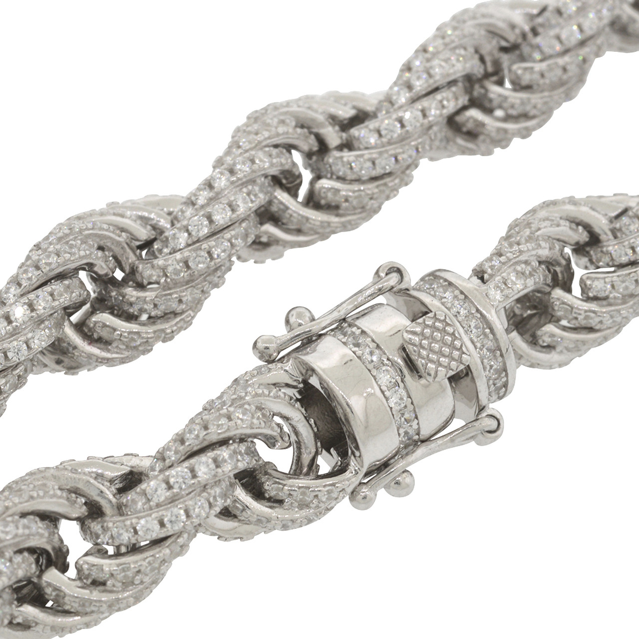 Iced out silver rope chain Clearance