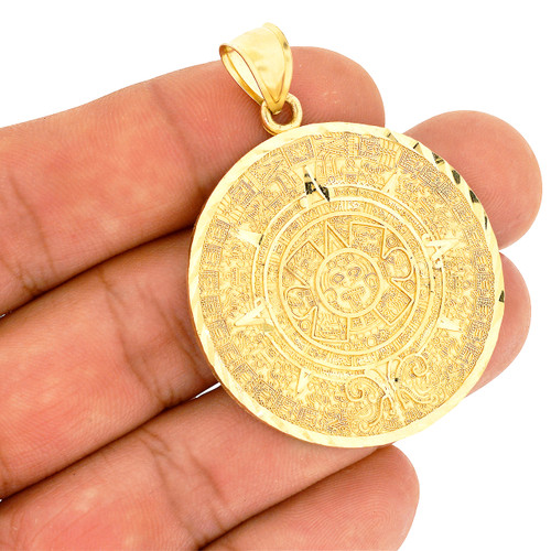 14k Gold Large Aztec Calendar Pendant ShopJW 14k-gold-large-aztec-calendar-pendant-shopjw