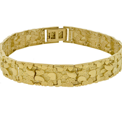10k Nugget ID Bracelet 10mm – Mayas Gold