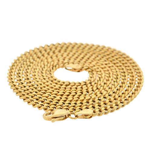 Solid 14k Gold 2.5mm 2.5mm Miami Cuban Link Chain - ShopJW