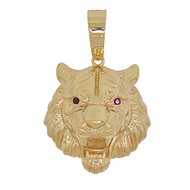 10k Gold Growling Tiger Head Pendant