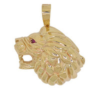 10k Gold Growling Lion Pendant