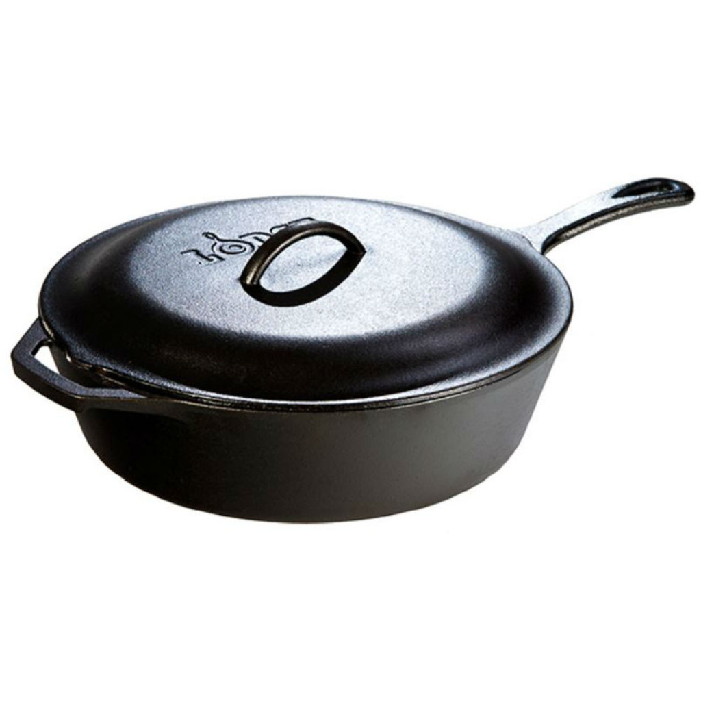  10.25 Inch / 3.2 Quart Cast Iron Covered Deep Skillet  Lodge