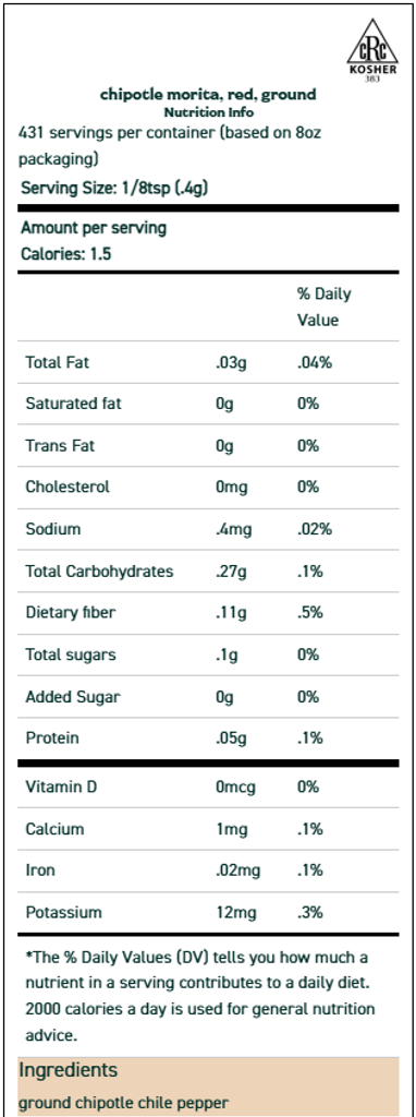 Chipotle Morita Red Pepper, Ground 2 oz
