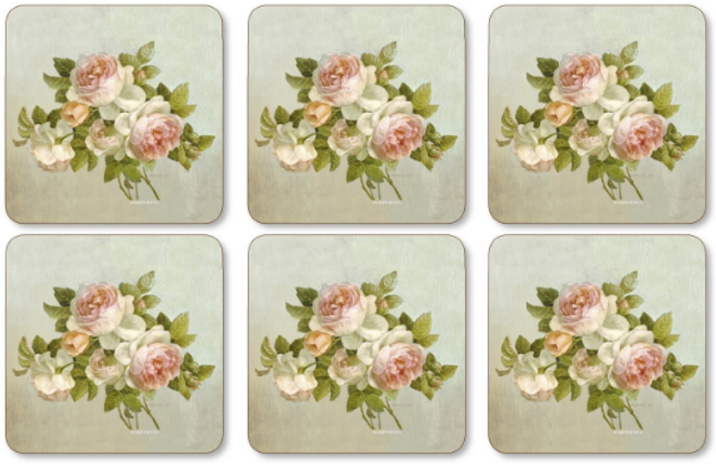 Antique Roses Coasters Set of 6 Pimpernel 