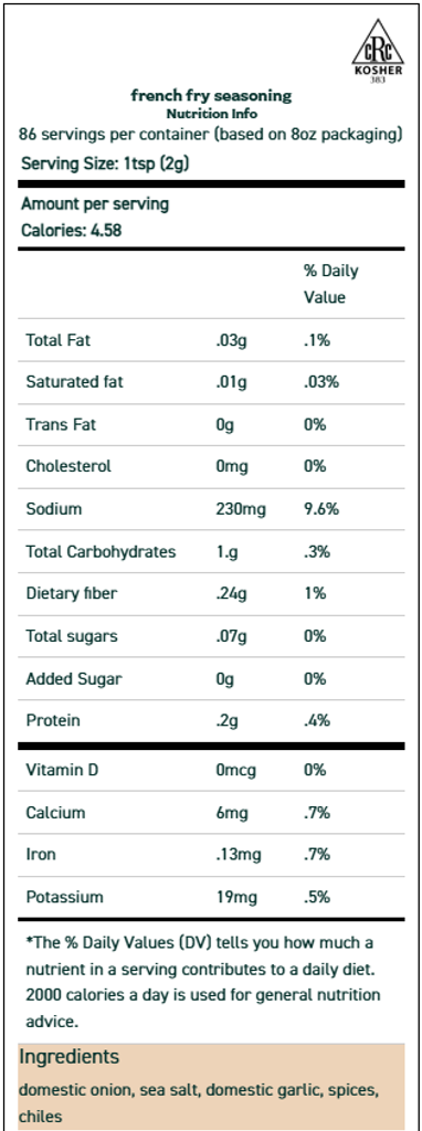 French Fry Seasoning 2 oz
