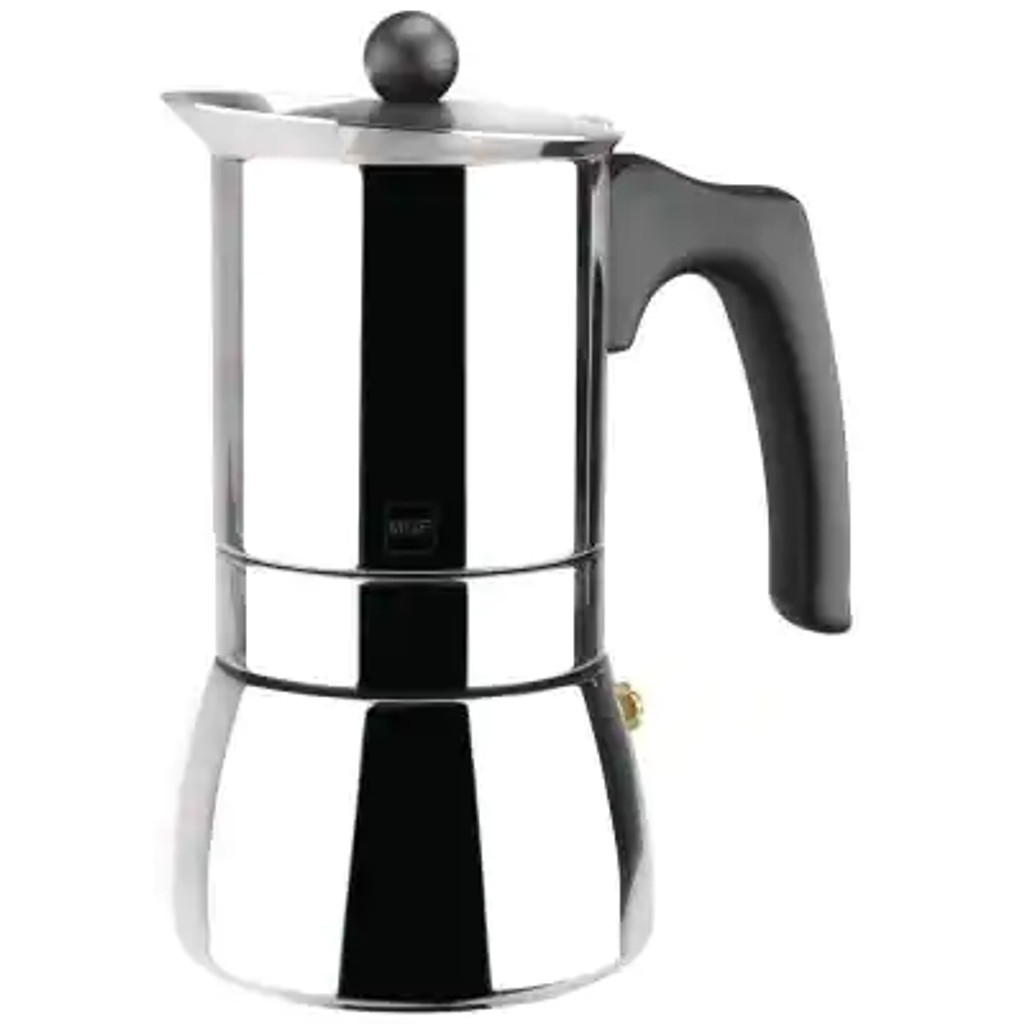 With this stovetop espresso coffee maker you can make up to 4-cups of the best Italian coffee in just 5-6 minutes. Made of durable 18/10 stainless steel, this beautiful product will be a must in your kitchen. Wake up and share the happiness.
Made of 18/10 stainless steel, makes coffee with strong aroma and flavor
Stay-cool handle
Suitable for any type of stove: gas, electric and induction
Flip-up top and side-pour spout provide added convenience
Very resistant to corrosion and rust
Dishwasher safe