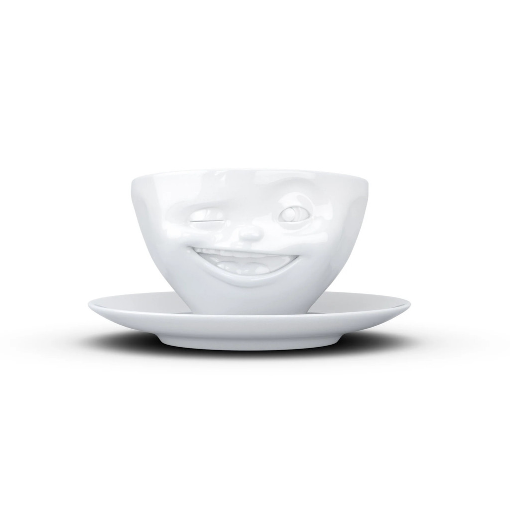 Coffee Cup Winking Face White