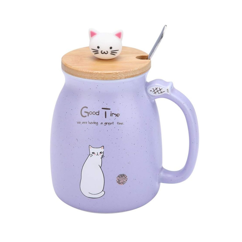 Cat Kawaii Cartoon Mug, Purple