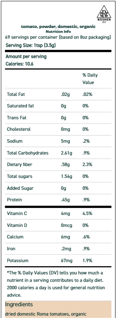 Tomato Powder, Organic 2 oz