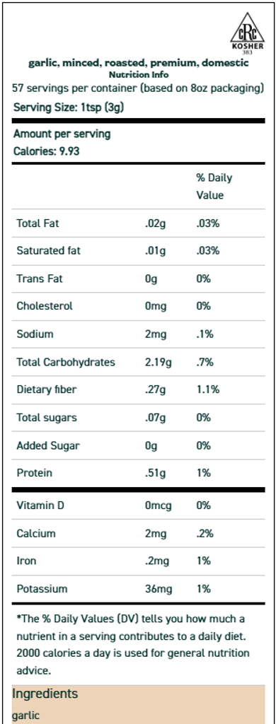 Garlic, Minced, Roasted 2 oz