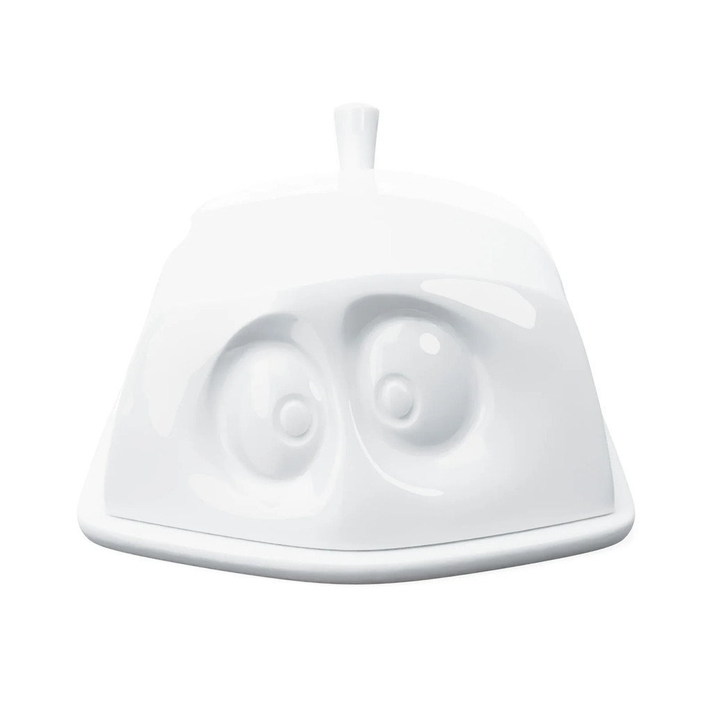 Butter Dish White Hidden Face With Top