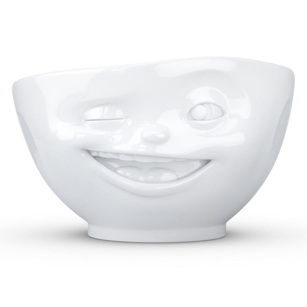Bowl 16OZ Winking Face White