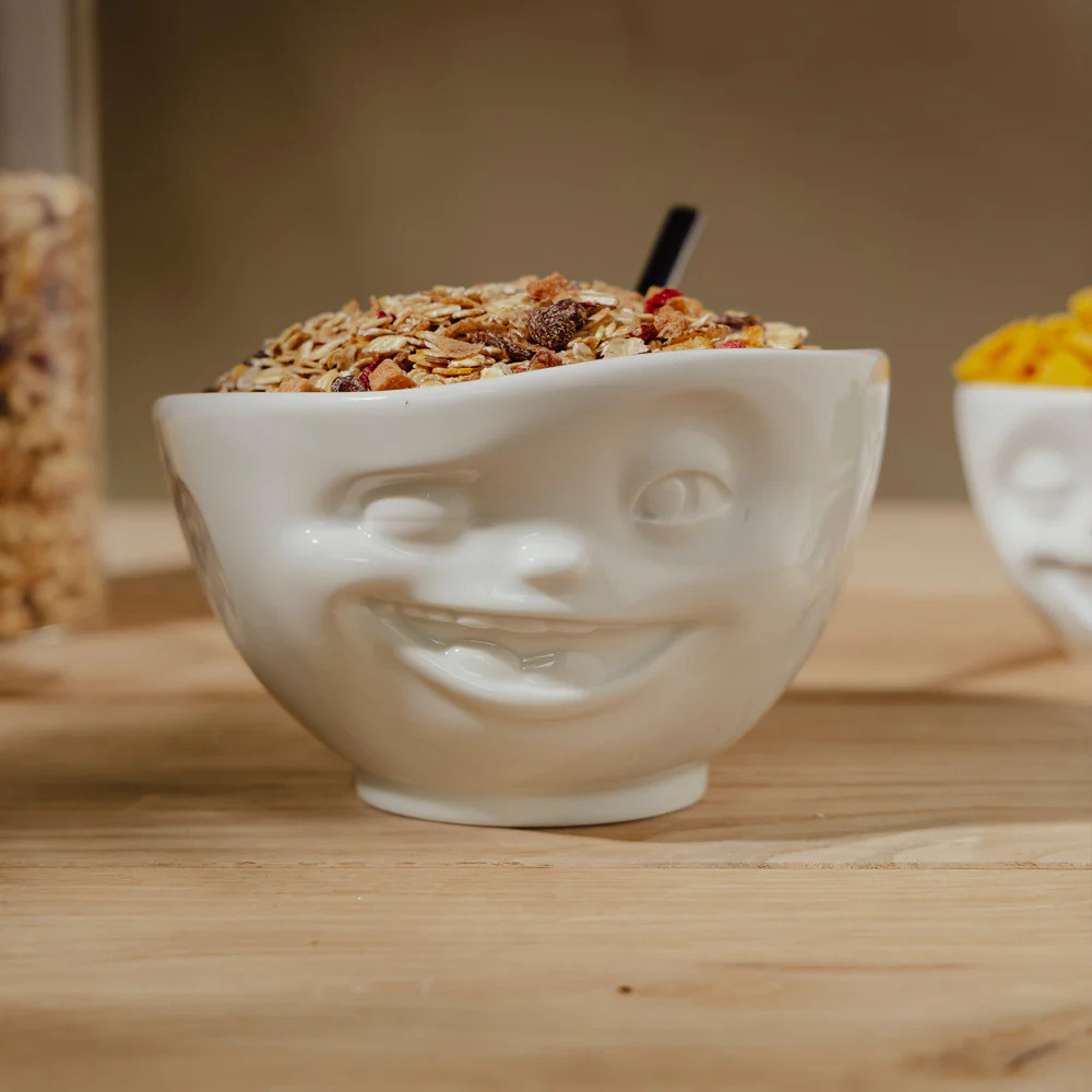 Bowl 16OZ Winking Face White