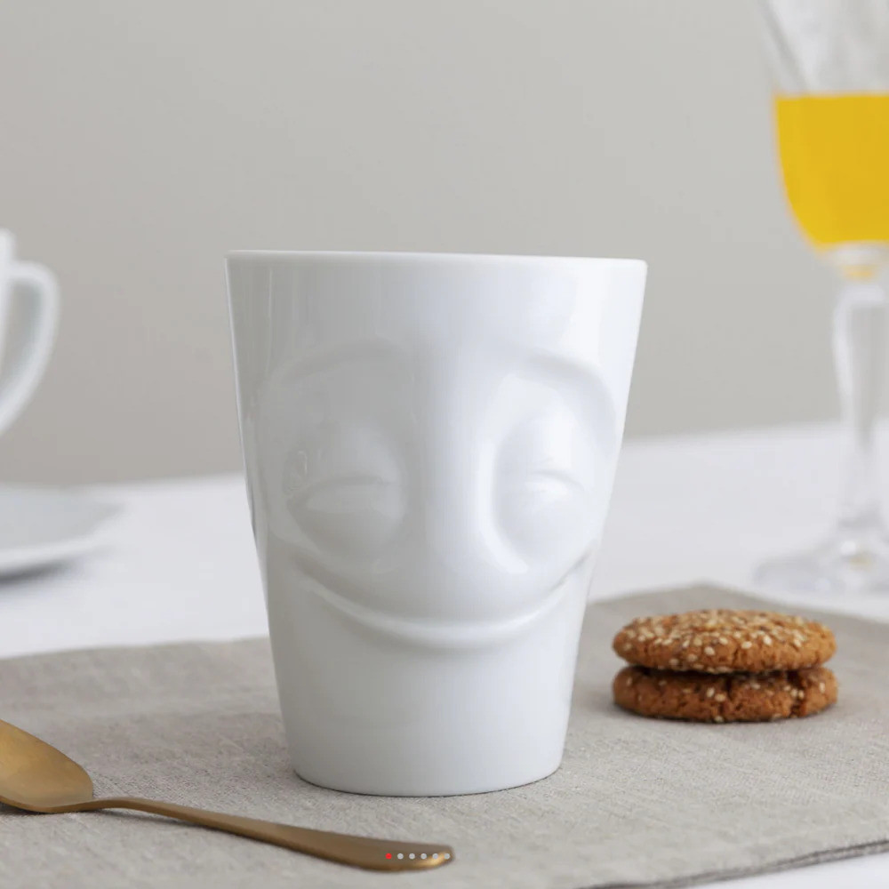 Coffee Mug Cheery Face White w/ Handle