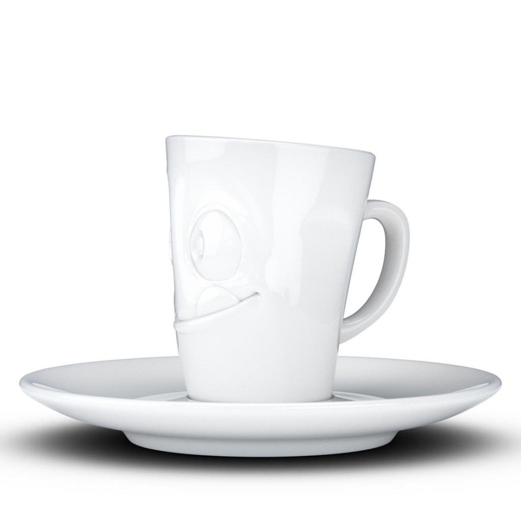 Espresso Cup White Tasty Face w/ Saucer