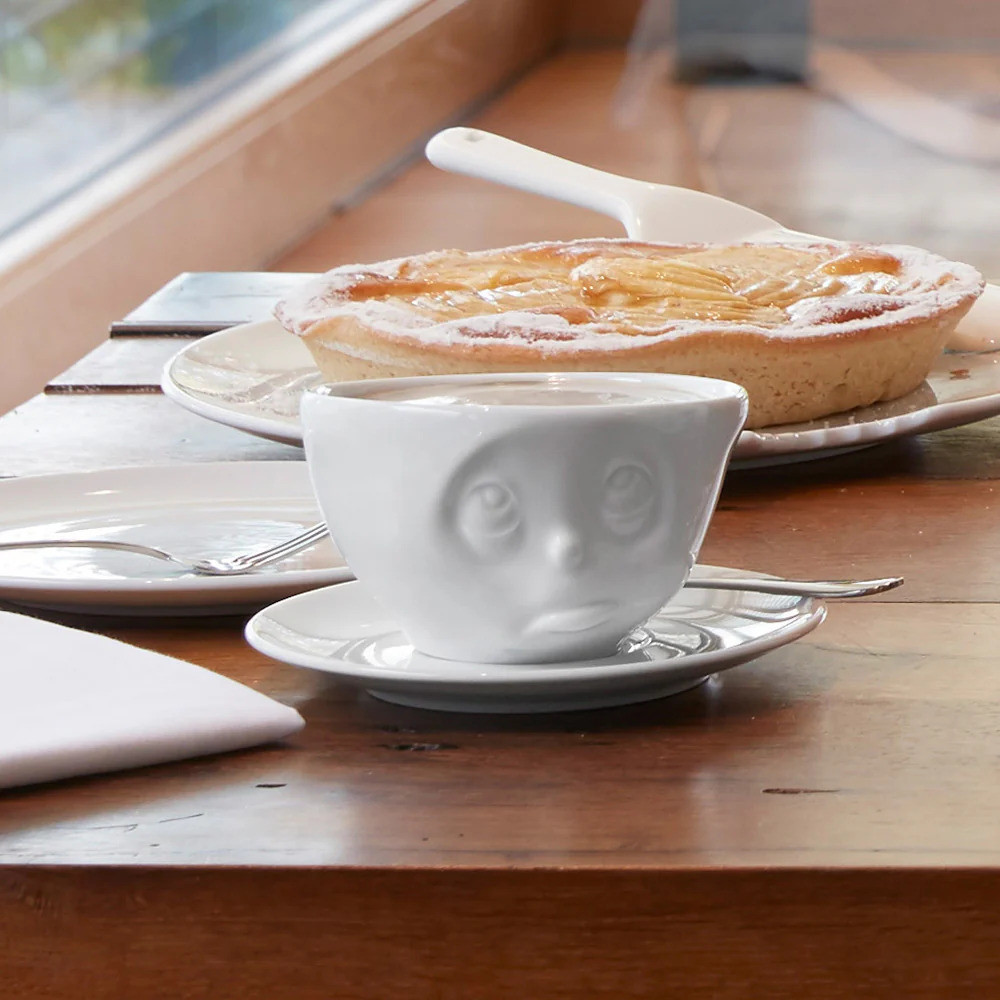 Coffee Cup Oh Please Face White w/Saucer