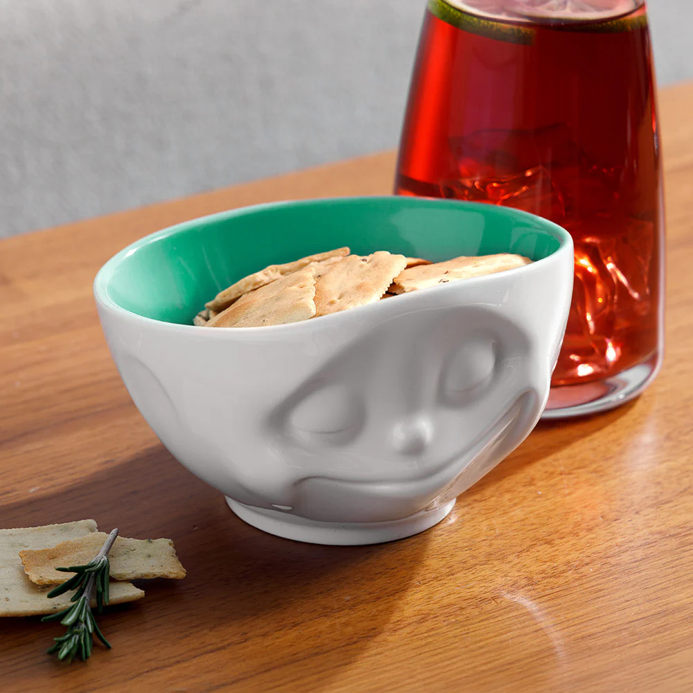 Bowl 16OZ Happy Face Jade Color Inside