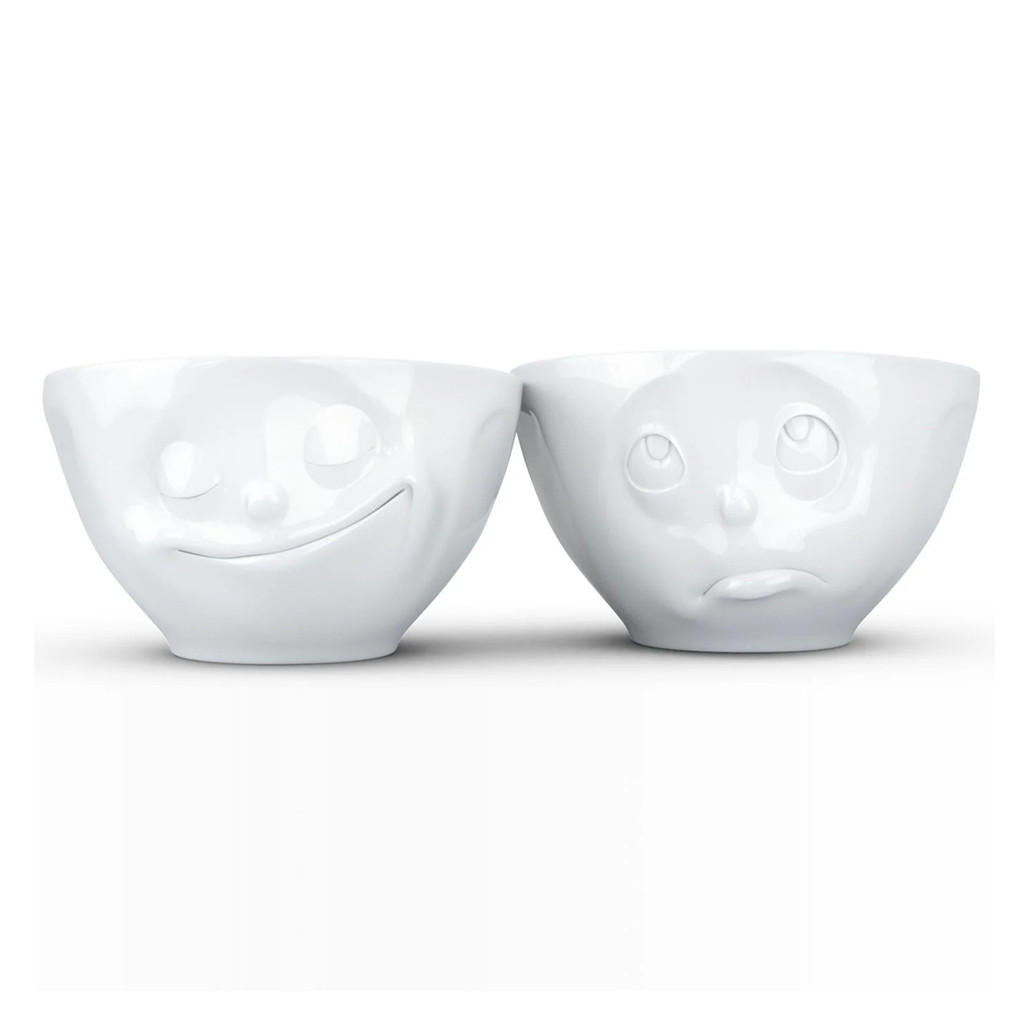 Bowl Medium 2PC Happy & Oh Please Face