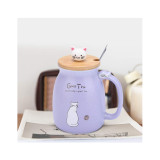 Cat Kawaii Cartoon Mug, Purple