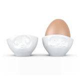 Egg Cup 2PC Kissing & Dreamy Face White
