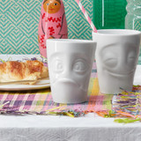 Coffee Mug Baffled Face White w/Handle