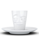 Espresso Cup White Impish Face w/ Saucer