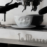 Coffee Cup Laughing Face White w/ Saucer