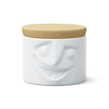 Storage Jar 30oz Cheerful Face White SML