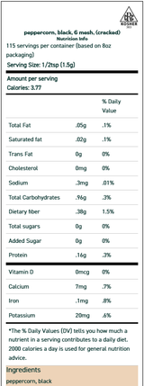 Peppercorn Black 6 Mesh Cracked 2.0 oz Peppercorn Black 6 Mesh Cracked 2.0 oz