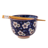 Bowl Chopsticks Set 18OZ Ume Plum Design