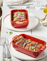 Baking Dish 8IN Red Rectangular Ceramic