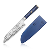 Santoku Knife 7IN W/Sheath Damascus Stel