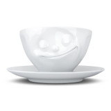 Coffee Cup Happy Face White w/ Saucer