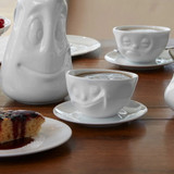 Coffee Cup Happy Face White w/ Saucer