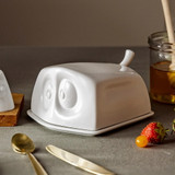 Butter Dish White Hidden Face With Top