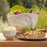 Bowl 33OZ XL Happy Face White