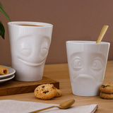 Coffee Mug 2PC Cheery & Baffled Face WHT