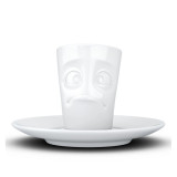 Espresso Cup White Baffled Face w/Saucer